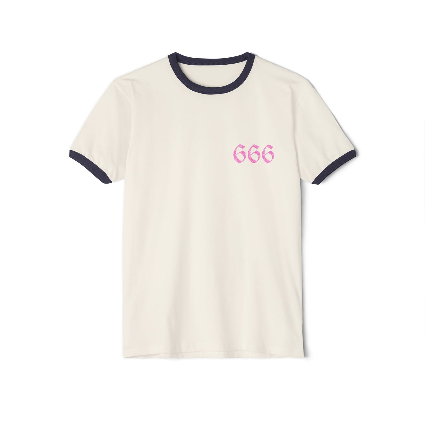 Pink 666/pentagram Unisex Cotton Ringer T-Shirt