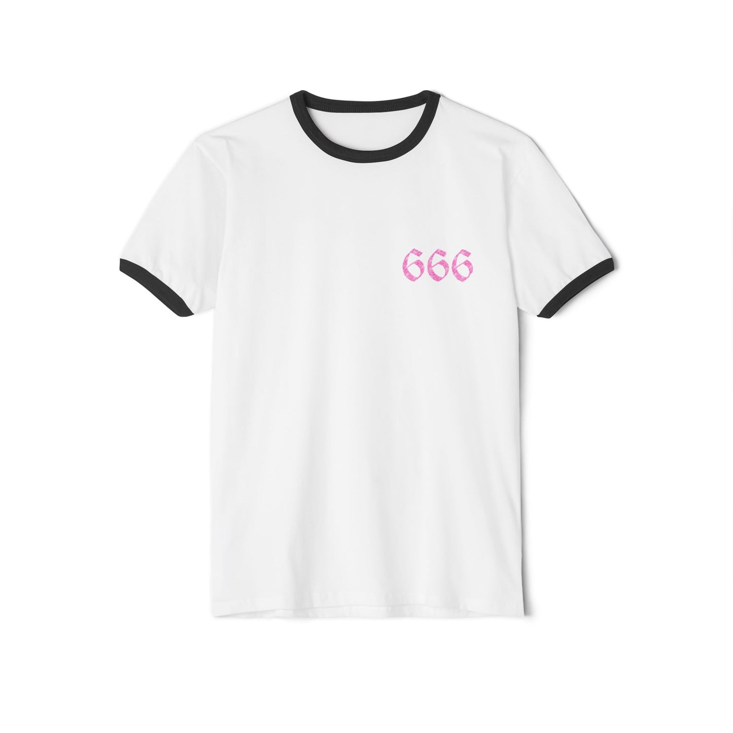 Pink 666/pentagram Unisex Cotton Ringer T-Shirt