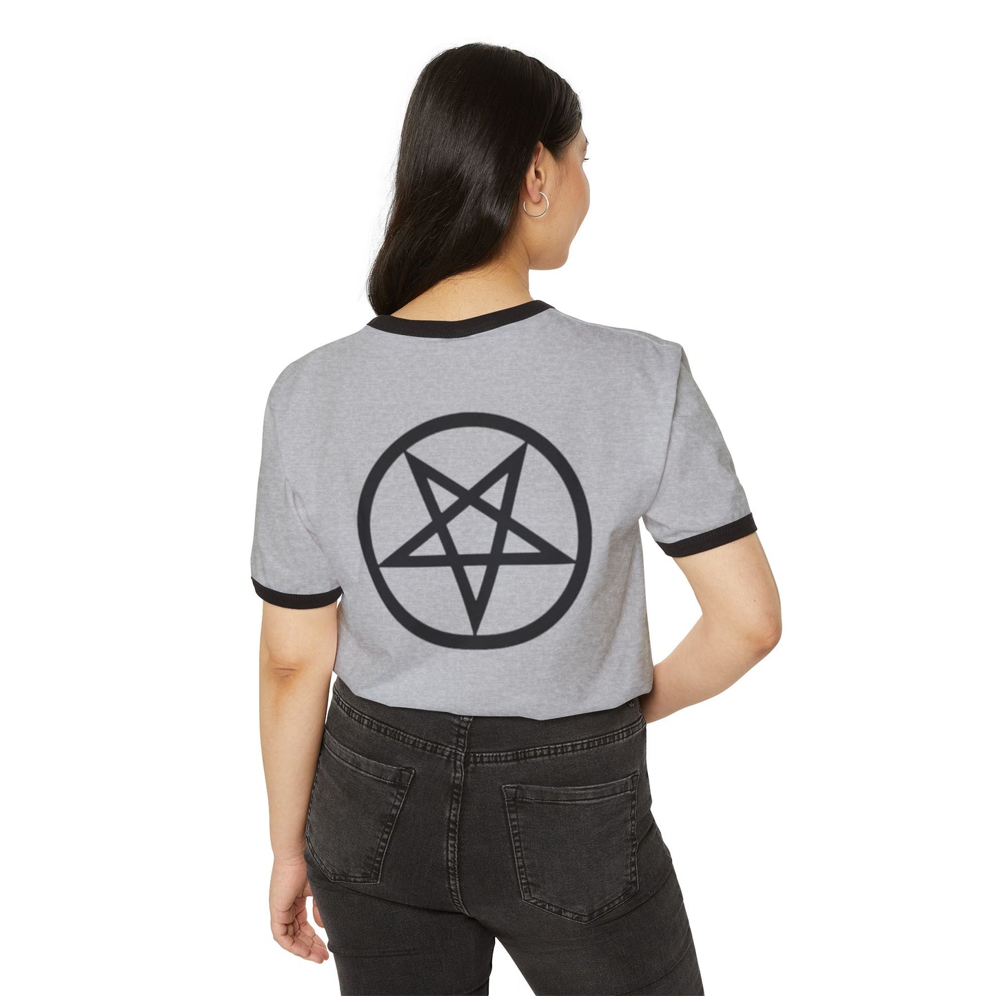 Pink 666/pentagram Unisex Cotton Ringer T-Shirt