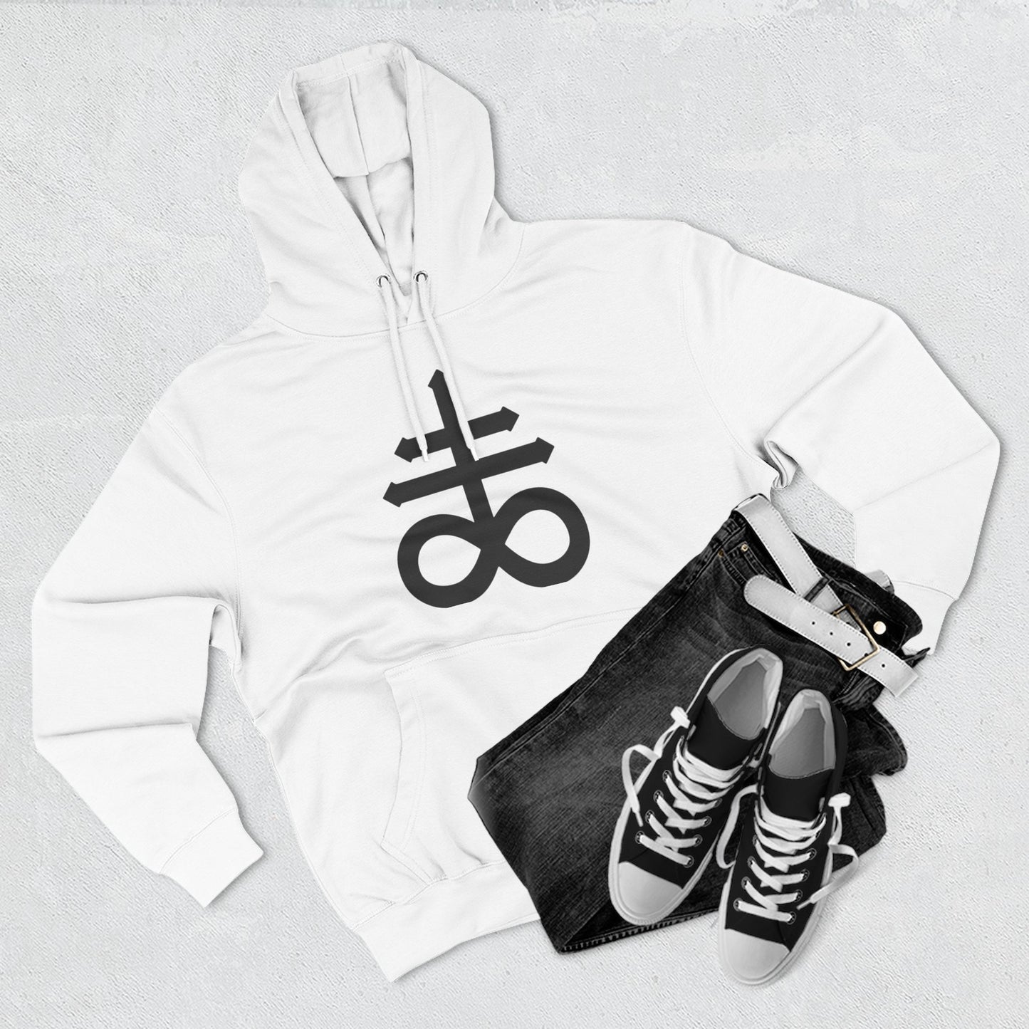 Sigil of Brimstone/Leviathan Cross-Three-Panel Fleece Hoodie