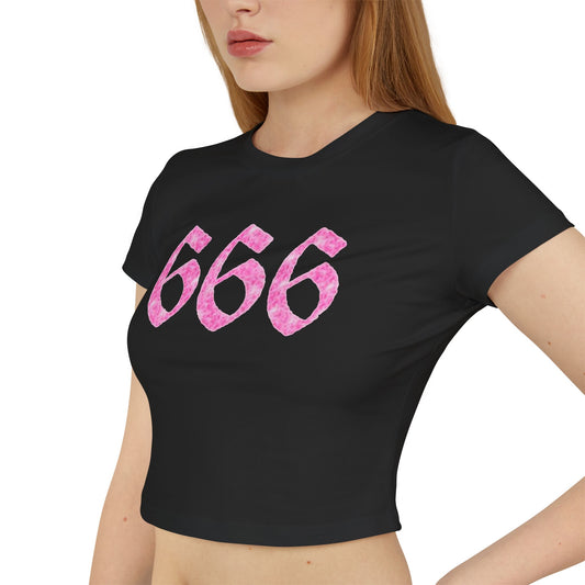 Crop Tee Sexy Pink 666 Satanic Baby Tee