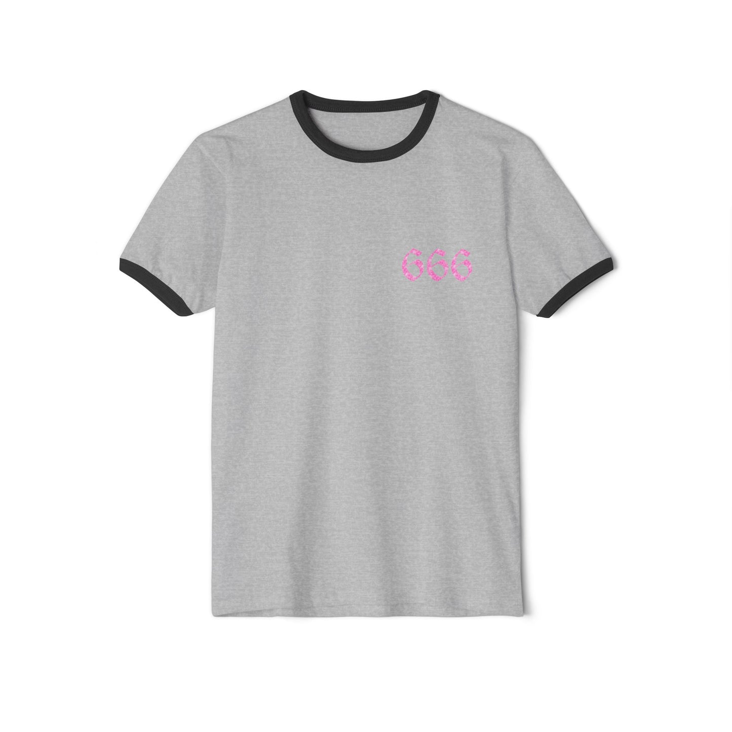 Pink 666/pentagram Unisex Cotton Ringer T-Shirt